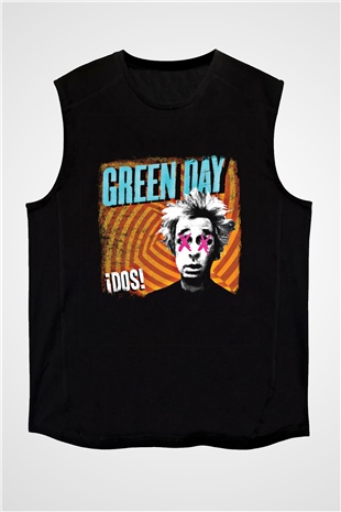 Green Day Baskılı Unisex Siyah Kolsuz Tişört