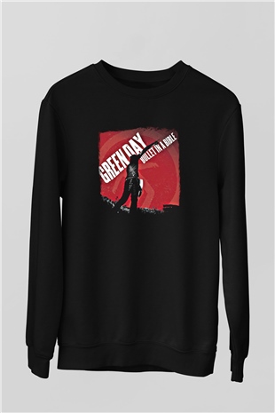Green Day Baskılı Unisex Siyah Sweatshirt