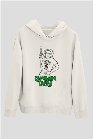 Green Day Beyaz Unisex Kapşonlu Sweatshirt