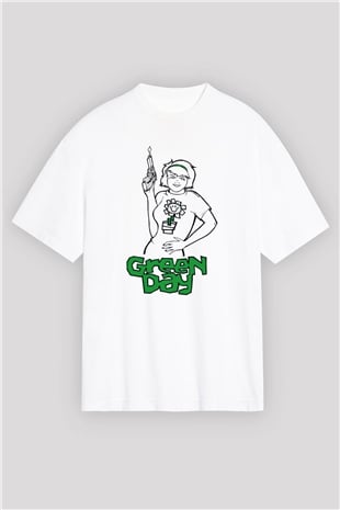 Green Day Beyaz Unisex Oversize Tişört T-Shirt