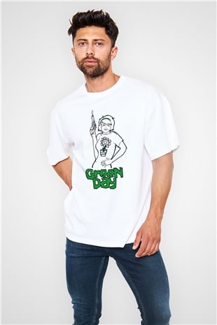 Green Day Beyaz Unisex Oversize Tişört T-Shirt