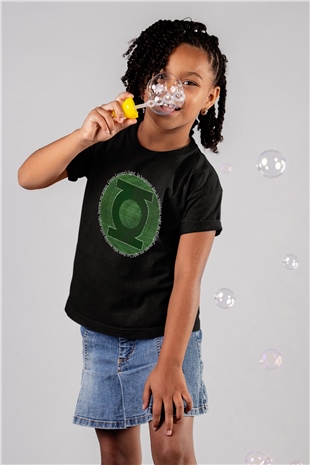Green Lantern Baskılı Siyah Unisex Çocuk Tişört