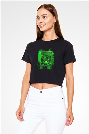 Green Lantern Siyah   Crop Top Tişört