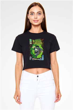 Green Lantern Siyah   Crop Top Tişört