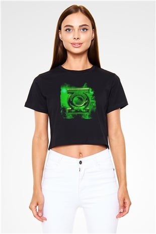 Green Lantern Siyah   Crop Top Tişört
