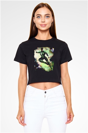 Green Lantern Siyah   Crop Top Tişört