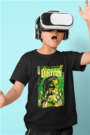 Green Lantern Siyah Unisex  Çocuk Tişört