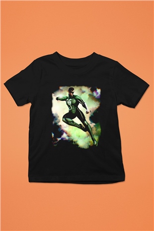 Green Lantern Siyah Unisex  Çocuk Tişört