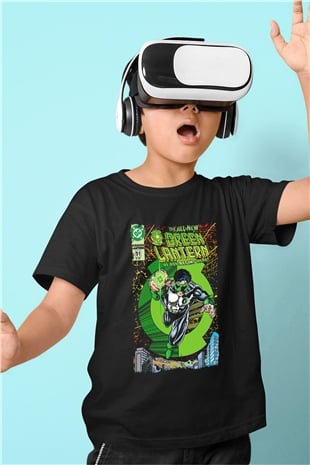 Green Lantern Siyah Unisex  Çocuk Tişört