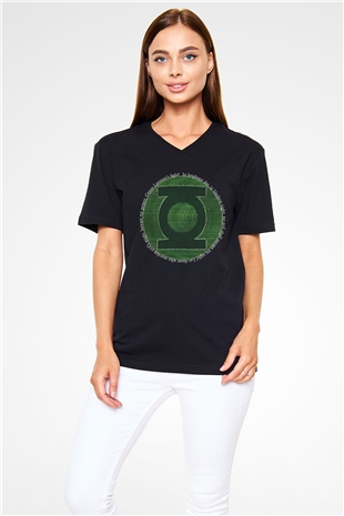 Green Lantern Siyah Unisex V Yaka Tişört