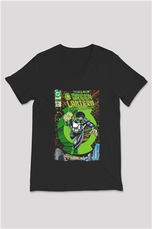 Green Lantern Siyah Unisex  V Yaka Tişört