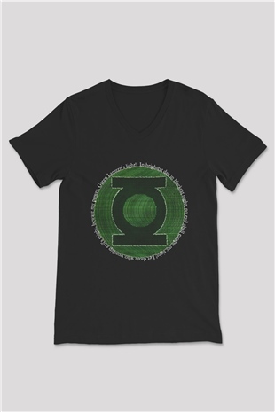 Green Lantern Siyah Unisex V Yaka Tişört