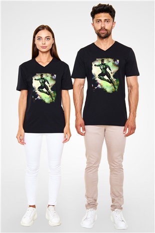 Green Lantern Siyah Unisex  V Yaka Tişört