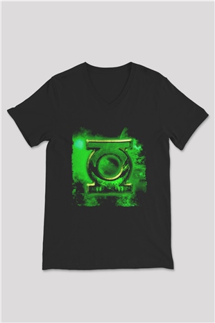 Green Lantern Siyah Unisex  V Yaka Tişört