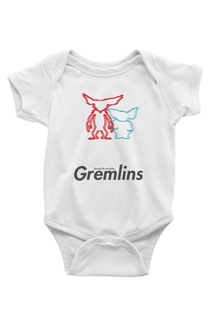 Gremlins Baskılı Beyaz Unisex Bebek Body - Zıbın