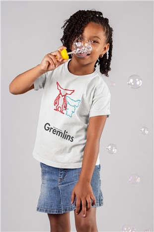 Gremlins Baskılı Beyaz Unisex Çocuk Tişört