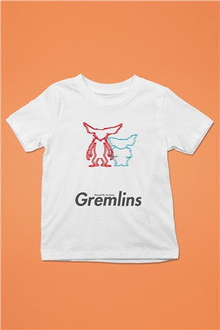 Gremlins Baskılı Beyaz Unisex Çocuk Tişört