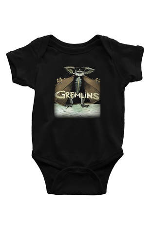 Gremlins Baskılı Siyah Bebek Body - Zıbın