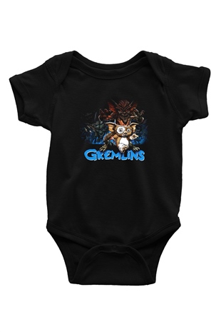 Gremlins Baskılı Siyah Bebek Body - Zıbın