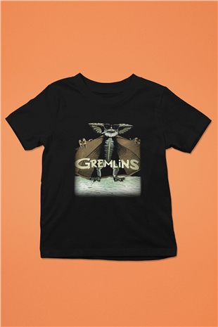 Gremlins Baskılı Siyah Unisex Çocuk Tişört