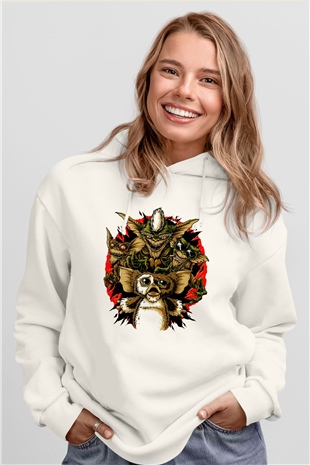 Gremlins Beyaz Unisex Hoodie