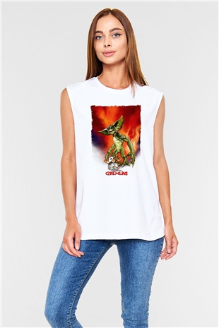 Gremlins Beyaz Unisex Kolsuz Tişört