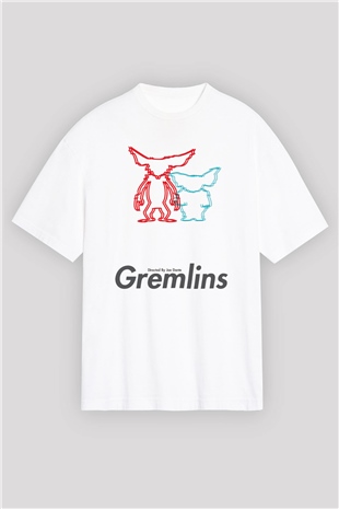 Gremlins Beyaz Unisex Oversize Tişört T-Shirt
