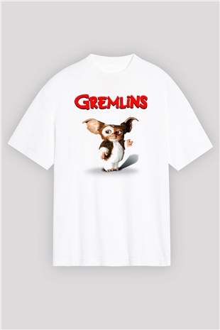 Gremlins Beyaz Unisex Oversize Tişört T-Shirt