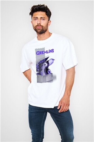 Gremlins Beyaz Oversize Tişört Oversize T-shirt