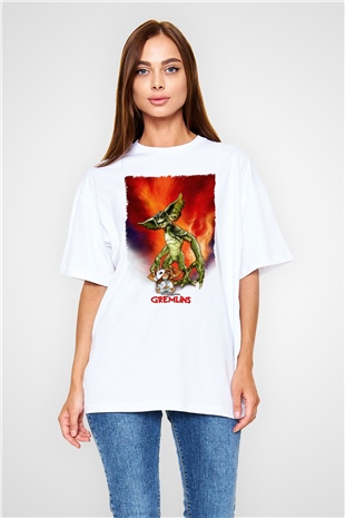 Gremlins Beyaz Oversize Tişört Oversize T-shirt