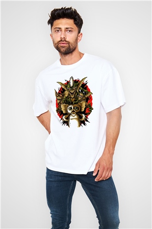 Gremlins Beyaz Oversize Tişört Oversize T-shirt