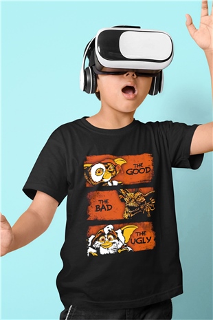 Gremlins Gremlinler Baskılı Siyah Unisex Çocuk Tişört