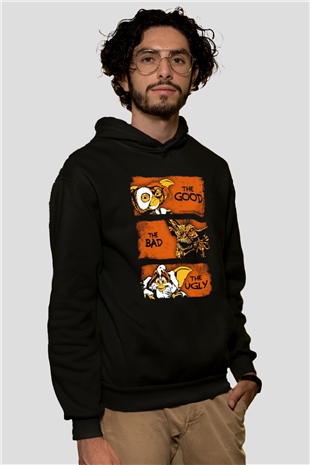 Gremlins Gremlinler Siyah Unisex Kapüşonlu Sweatshirt