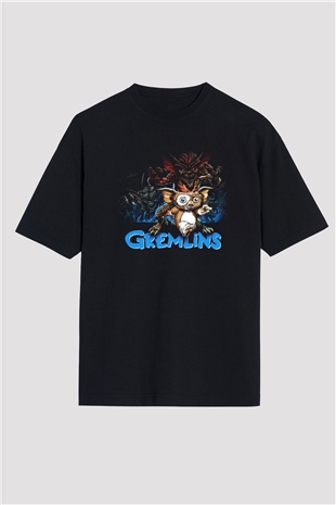 Gremlins Siyah Unisex Oversize Tişört T-Shirt