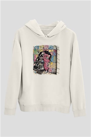 Grim Reaper Baskılı Unisex Beyaz Hoodie