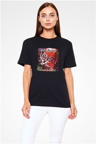Grim Reaper Baskılı Unisex Siyah Tişört