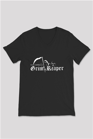 Grim Reaper Siyah Unisex V Yaka Tişört