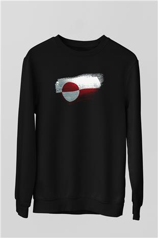 Grönland - Greenland Bayrağı Baskılı Unisex Siyah Sweatshirt