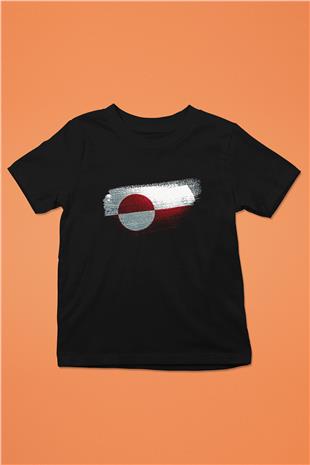 Grönland - Greenland Bayrağı Baskılı Unisex Siyah Çocuk Tişörtü