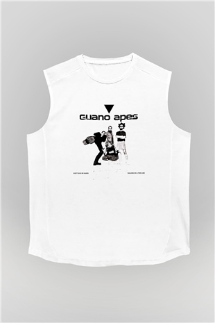 Guano Apes Baskılı Unisex Beyaz Kolsuz Tişört