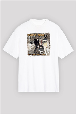 Guano Apes Baskılı Unisex Beyaz Oversize Tişört