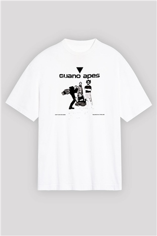 Guano Apes Baskılı Unisex Beyaz Oversize Tişört