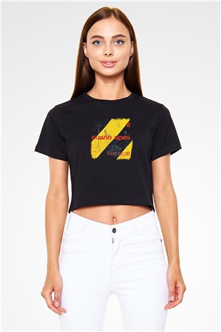 Guano Apes Baskılı Unisex Siyah Crop Top Tişört