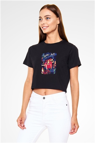 Guano Apes Baskılı Unisex Siyah Crop Top Tişört