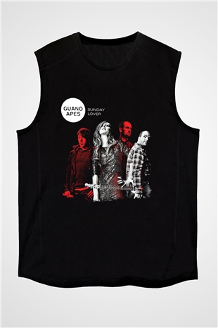 Guano Apes Baskılı Unisex Siyah Kolsuz Tişört