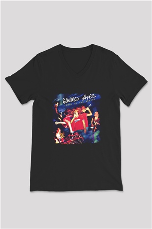 Guano Apes Baskılı Unisex Siyah V Yaka Tişört
