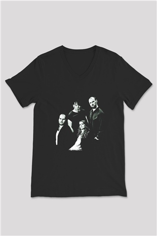 Guano Apes Baskılı Unisex Siyah V Yaka Tişört