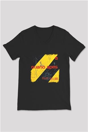 Guano Apes Baskılı Unisex Siyah V Yaka Tişört