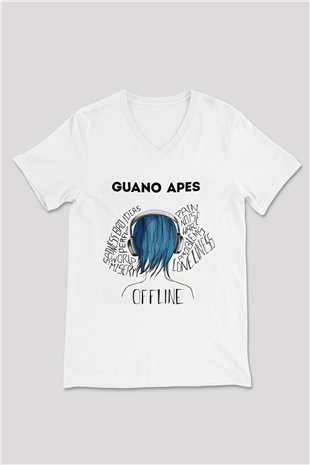 Guano Apes Beyaz Unisex V Yaka Tişört