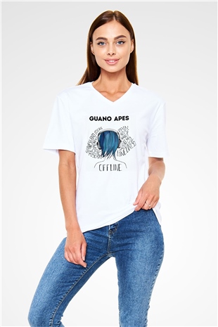 Guano Apes Beyaz Unisex V Yaka Tişört